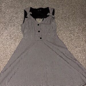 Topshop Black and White Gingham Backless Dress
